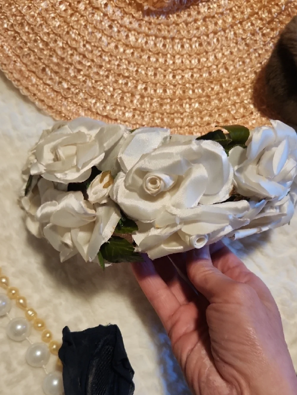 Vintage 1950s Girls Dressup Bundle With Hats, Purses, Pearls, And Headbands